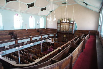 Looking across the gallery seating to the Organ.